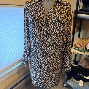 Nine West 100% Silk Leopard print Shirt Dress in perfect condition, size 6 - 8